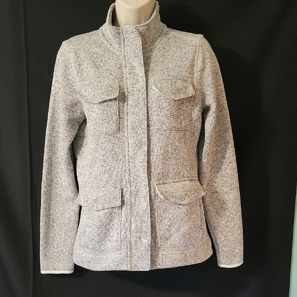 Eddie Bauer Grey Fleece Textured Jacket, Size S
